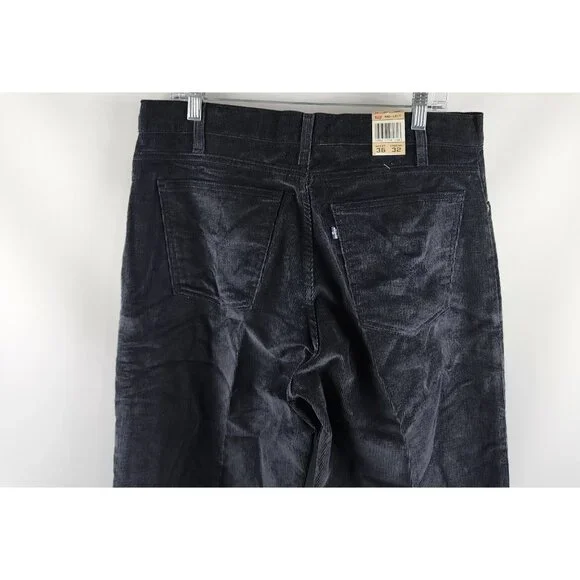 Levis Jeans 550-1517 Mens 36x32 Black Corduroy Vintage Unhemmed USA NWT